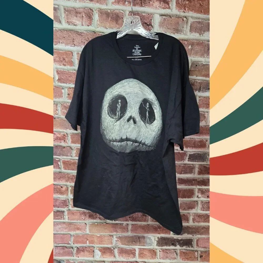 Disney Nightmare Before Christmas Jack & Sally Eyes Tee | Black Unisex XL | NEW